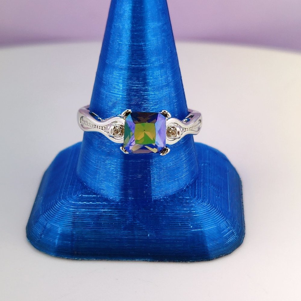 Square Purple and Green Ring Size 9 - Fragrant Jewels